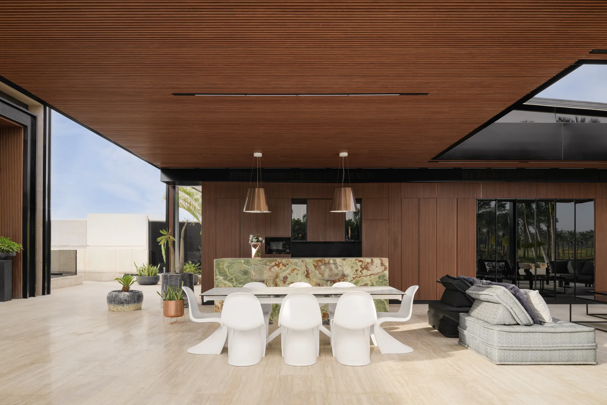 Pavilion dining and lounge area by day, Katameya Dunes