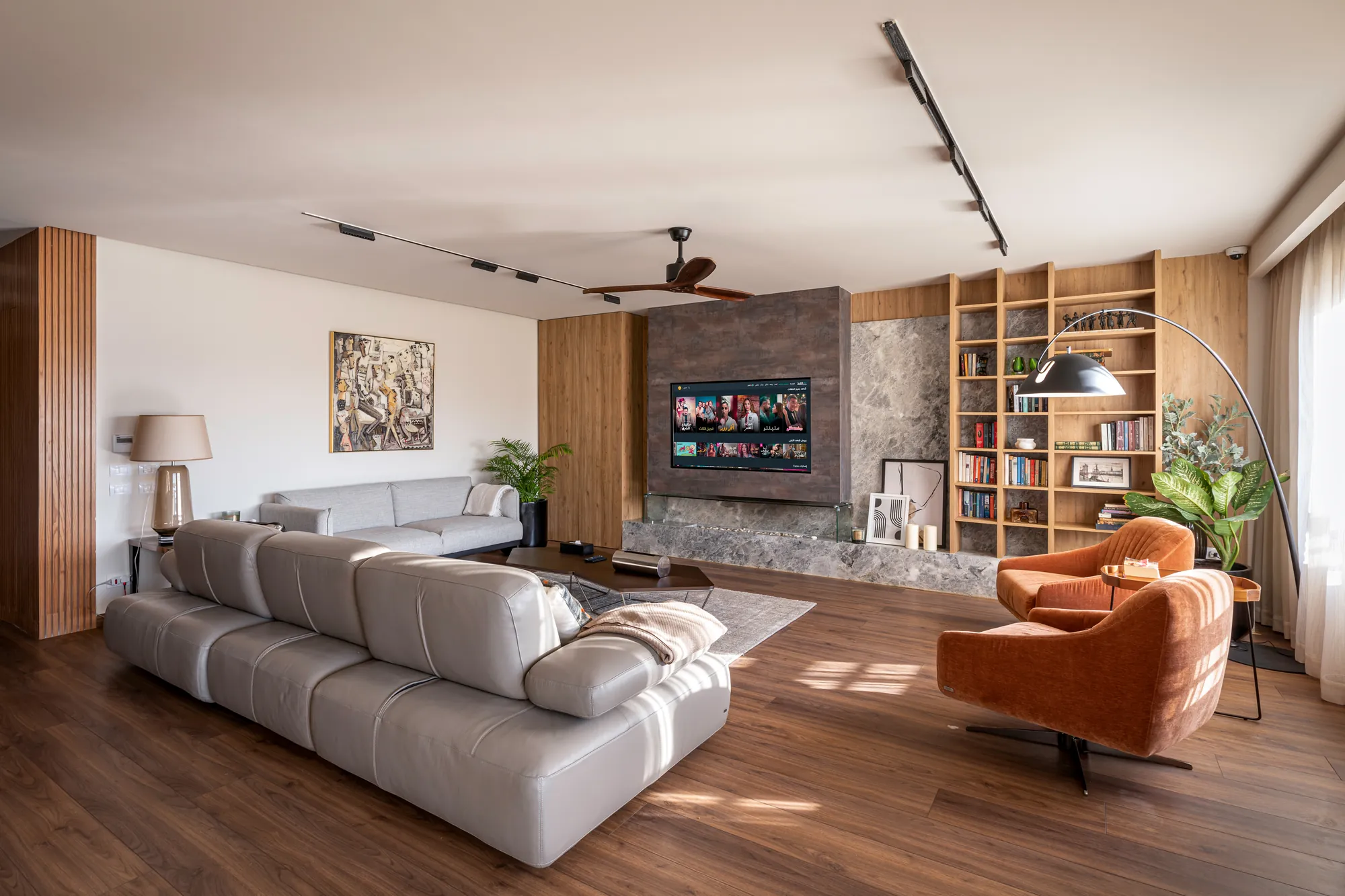 Fully furnished living room, New Giza Duplex