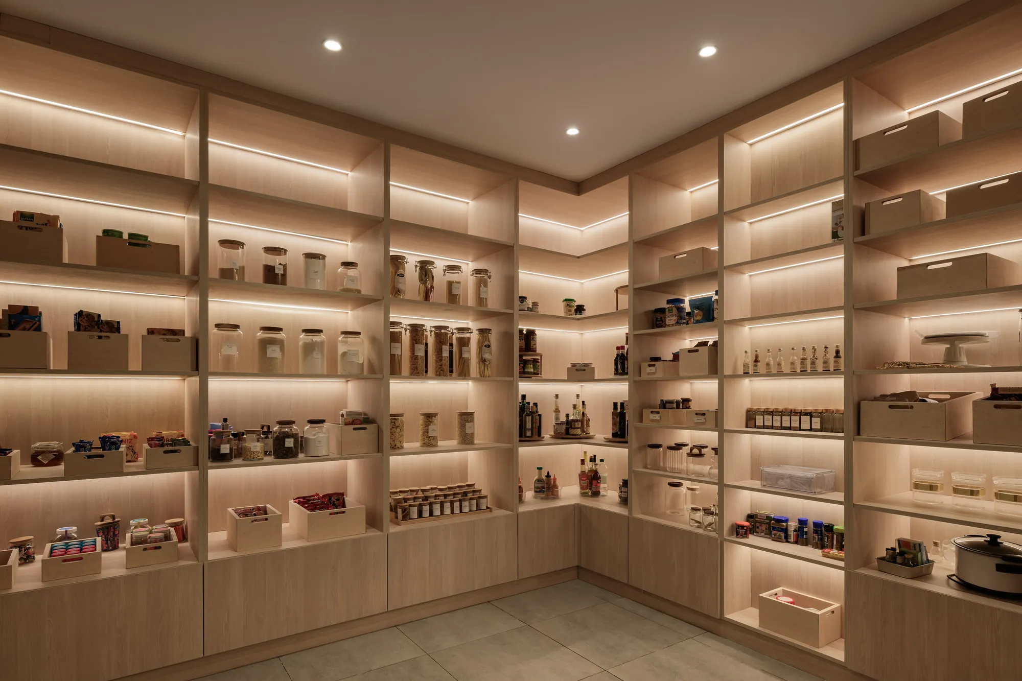 Illuminated display shelving for bags and shoes, Palm Hills Residence